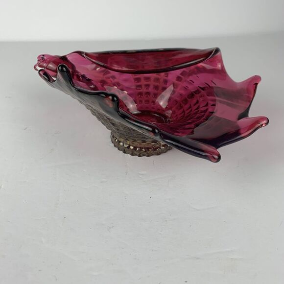 VTG Rossi Glass Candy Dish Fine Art Hand Blown Signed Rare Red Trinket Oval - Picture 6 of 13